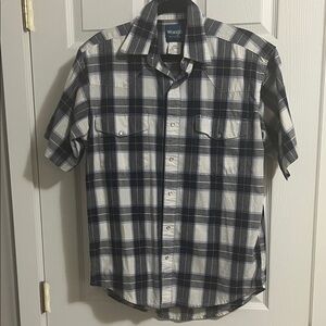 Wrangler Men's Navy and White Checkered Shirt